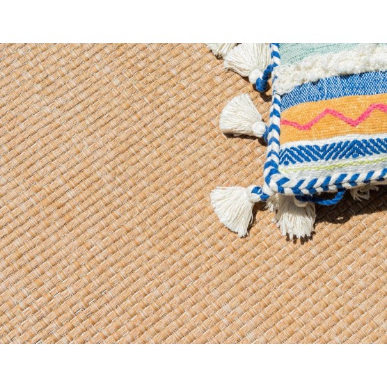 Outdoor Border Collection Area Rug - Multi Border (5' 3" x 8' Rectangle, Tan/ Light Brown)