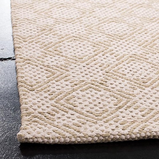 Cotton Kilim Collection Area Rug - 5' x 8', Beige & Ivory, Handmade Cotton, Ideal for High Traffic Areas in Living Room, Bedroom (KLC222C)
