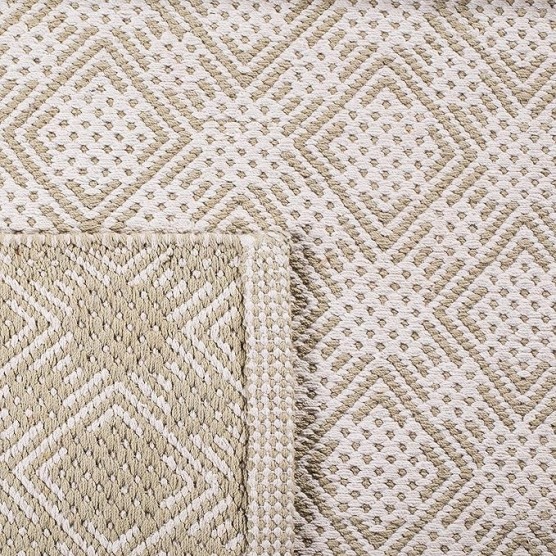 Cotton Kilim Collection Area Rug - 5' x 8', Beige & Ivory, Handmade Cotton, Ideal for High Traffic Areas in Living Room, Bedroom (KLC222C)