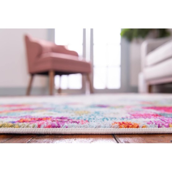 Chromatic Collection Modern Colorful & Vibrant Abstract Area Rug for Any Home Décor, 8' Round, Multi/Blue