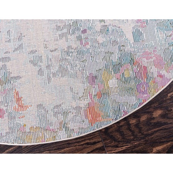 Chromatic Collection Modern Colorful & Vibrant Abstract Area Rug for Any Home Décor, 8' Round, Multi/Blue