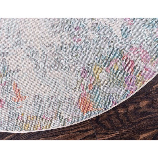 Chromatic Collection Modern Colorful & Vibrant Abstract Area Rug for Any Home Décor, 8' Round, Multi/Blue