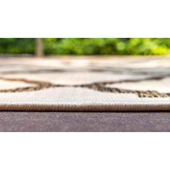 Outdoor Trellis Collection Area Rug - Raised Trellis (8' x 11' 4" Rectangle, Beige/ Brown)