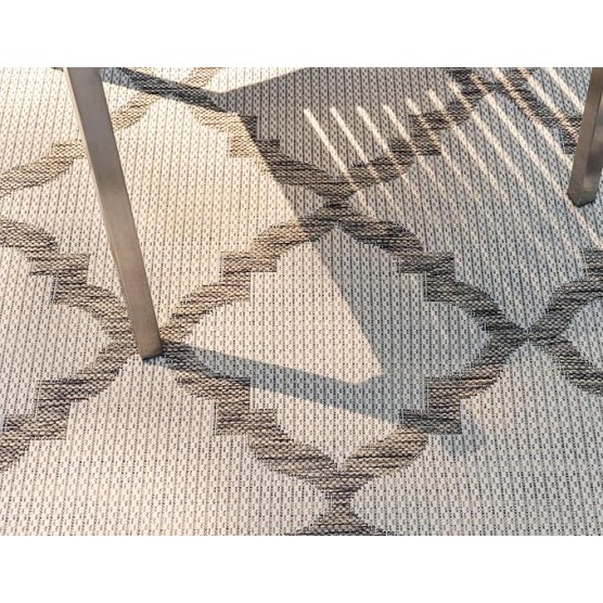 Outdoor Trellis Collection Area Rug - Raised Trellis (8' x 11' 4" Rectangle, Beige/ Brown)