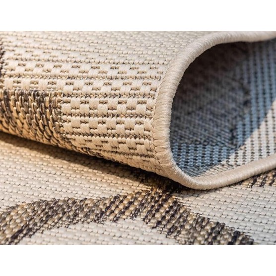 Outdoor Trellis Collection Area Rug - Raised Trellis (8' x 11' 4" Rectangle, Beige/ Brown)