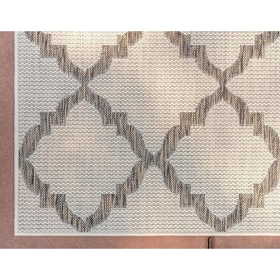 Outdoor Trellis Collection Area Rug - Raised Trellis (8' x 11' 4" Rectangle, Beige/ Brown)