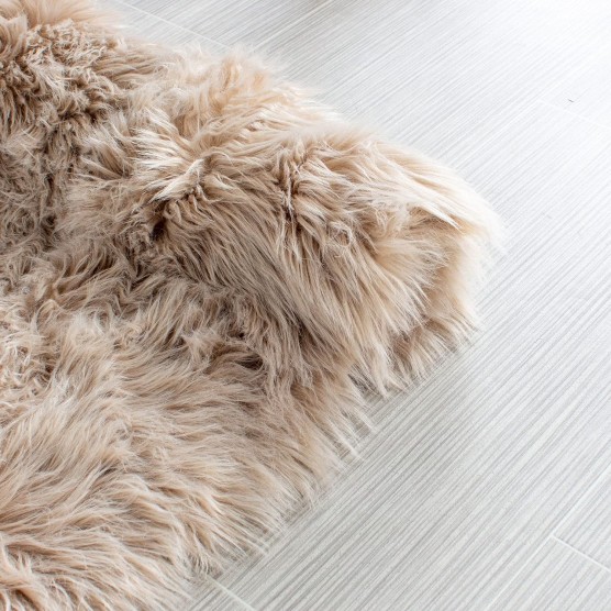 Super Area Rugs Ultra Soft & Fluffy Faux Sheepskin Rug, Light Brown 5 x 7 Feet Carpet for Bedroom Living Room