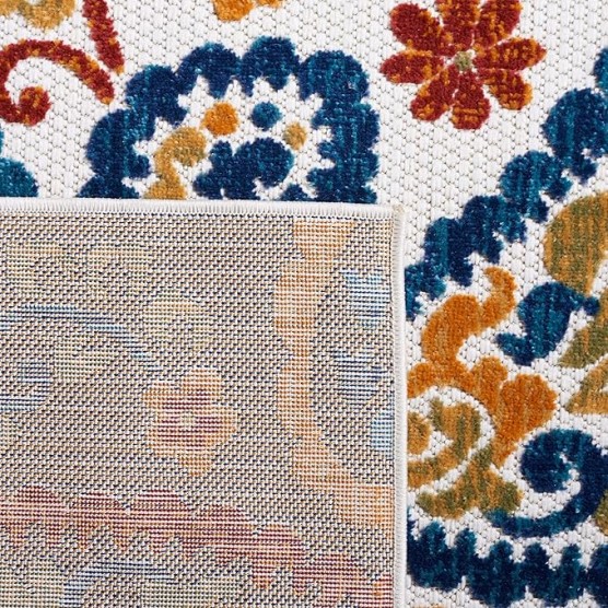 Cabana Collection Area Rug - 8' x 10', Cream & Navy, Paisley Design, Non-Shedding & Easy Care, Indoor/Outdoor & Washable-Ideal for Patio, Backyard, Mudroom (CBN887A)