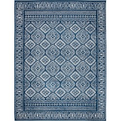 Collection Area Rug - 8' x 10', Navy & Ivory, Moroccan Boho Distressed Design, Non-Shedding & Easy Care, Ideal for High Traffic Areas in Living Room, Bedroom (TUL264N)