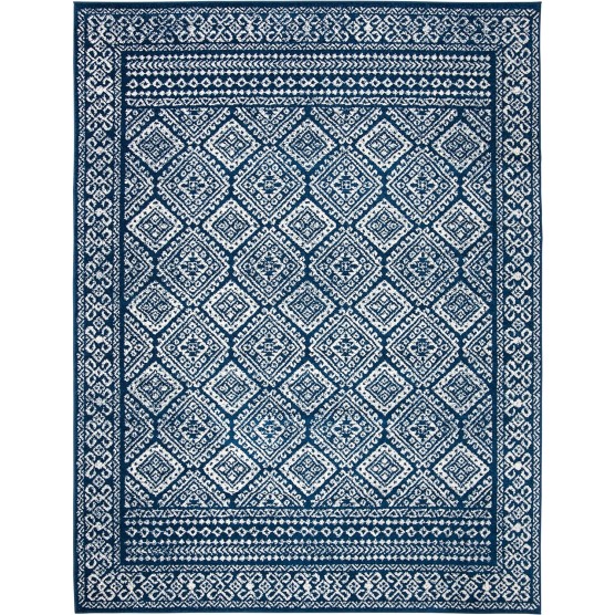 Collection Area Rug - 8' x 10', Navy & Ivory, Moroccan Boho Distressed Design, Non-Shedding & Easy Care, Ideal for High Traffic Areas in Living Room, Bedroom (TUL264N)