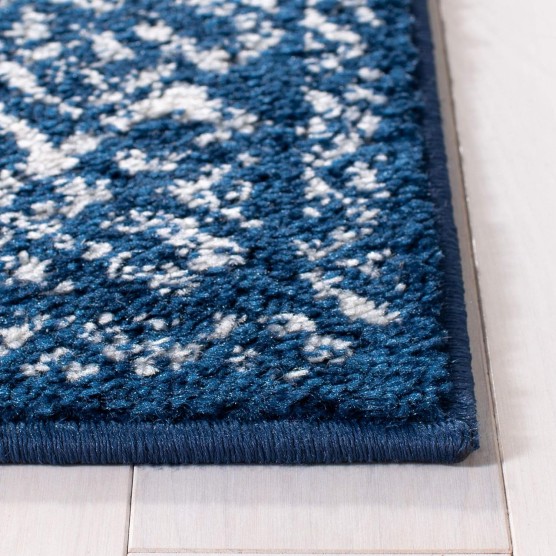 Collection Area Rug - 8' x 10', Navy & Ivory, Moroccan Boho Distressed Design, Non-Shedding & Easy Care, Ideal for High Traffic Areas in Living Room, Bedroom (TUL264N)