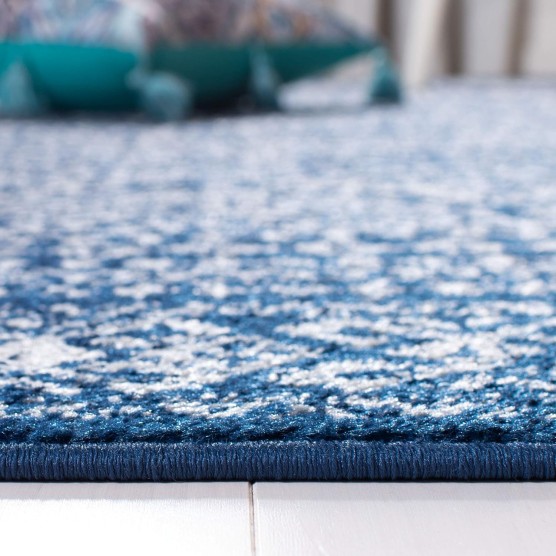 Collection Area Rug - 8' x 10', Navy & Ivory, Moroccan Boho Distressed Design, Non-Shedding & Easy Care, Ideal for High Traffic Areas in Living Room, Bedroom (TUL264N)