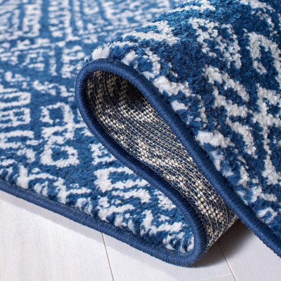 Collection Area Rug - 8' x 10', Navy & Ivory, Moroccan Boho Distressed Design, Non-Shedding & Easy Care, Ideal for High Traffic Areas in Living Room, Bedroom (TUL264N)