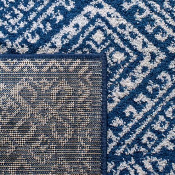 Collection Area Rug - 8' x 10', Navy & Ivory, Moroccan Boho Distressed Design, Non-Shedding & Easy Care, Ideal for High Traffic Areas in Living Room, Bedroom (TUL264N)