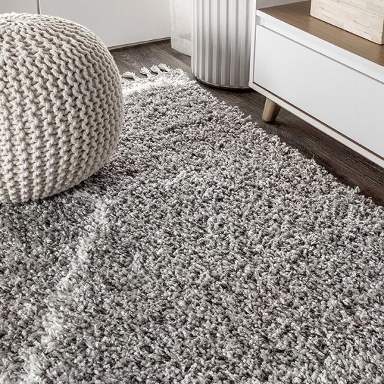 MCR103C-8 Mercer Shag Plush Tassel Moroccan Tribal Geometric Trellis Indoor Area -Rug Bohemian Easy -Cleaning High Traffic Bedroom Kitchen Living Room, 8 X 10, Grey/Cream