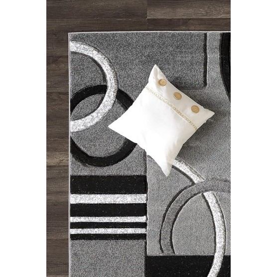 Area Rug Modern 8x10 Grey Soft Hand Carved Contemporary Floor Carpet Gray with Premium Fluffy Texture for Indoor Living Dining Room and Bedroom Area