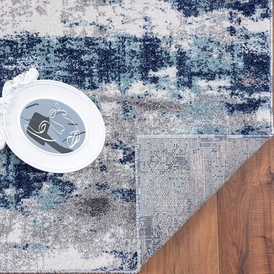 Euston Collection D.Blue-L.Blue 8x10 Modern Abstract Area Rug