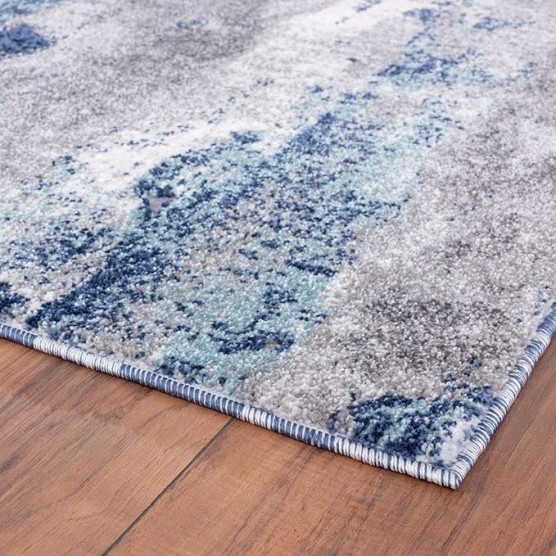 Euston Collection D.Blue-L.Blue 8x10 Modern Abstract Area Rug
