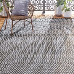 Tripoli Lydia Indoor/Outdoor Area Rug, Modern Dark Gray, 7'10"x10'2" Rectangle