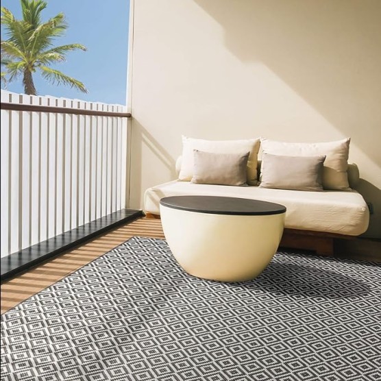 Tripoli Lydia Indoor/Outdoor Area Rug, Modern Dark Gray, 7'10"x10'2" Rectangle