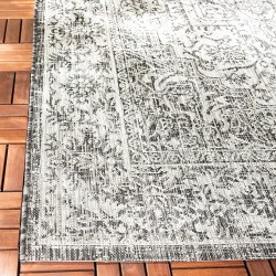 Courtyard Collection 6'7" x 9'6" Slate/Grey CY8763 Indoor/ Outdoor Waterproof Easy Cleaning Patio Backyard Mudroom Area Rug