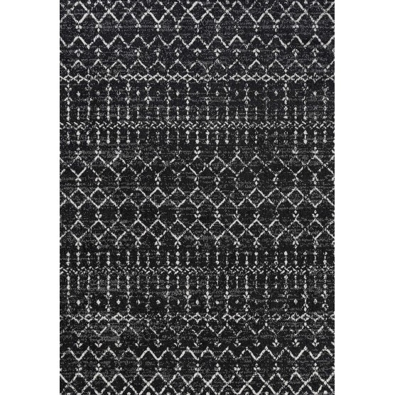 Moroccan Hype Boho Vintage Diamond Indoor Area-Rug Bohemian Easy-Cleaning Bedroom Kitchen Living Room Non Shedding, 8 X 10, Black/Ivory