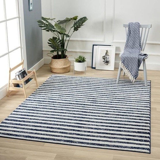 Daphnes Collection 2800 Navy 8x10 Moroccan Lines Area Rug