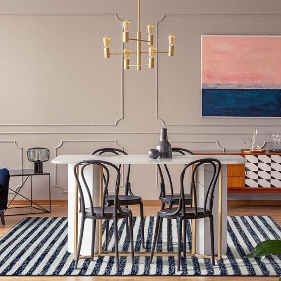 Daphnes Collection 2800 Navy 8x10 Moroccan Lines Area Rug