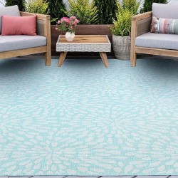 Edith Aqua Water Resistant Large 8x10 Indoor Outdoor Rug | Outdoor Rugs for Patios, Deck, Porch, Entry, Entryway | Outside Area Rug | Outdoor Patio Rug