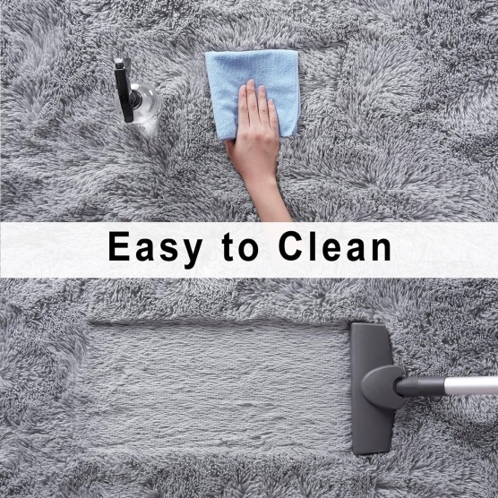 Soft Modern Indoor Large Shaggy Rug for Livingroom Bedroom Dorm Kids Room Home Decorative, Non-Slip Plush Fluffy Furry Fur Area Rugs Comfy Nursery Accent Floor Carpet 8x10 Feet, Grey