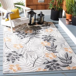 Cabana Collection Area Rug - 8' x 10', Grey & Ivory, Floral Design, Non-Shedding & Easy Care, Indoor/Outdoor & Washable-Ideal for Patio, Backyard, Mudroom (CBN405A)