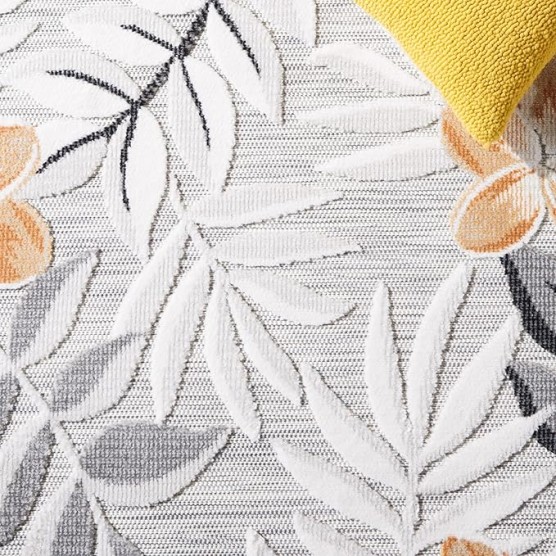Cabana Collection Area Rug - 8' x 10', Grey & Ivory, Floral Design, Non-Shedding & Easy Care, Indoor/Outdoor & Washable-Ideal for Patio, Backyard, Mudroom (CBN405A)