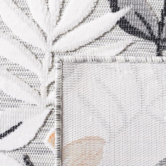 Cabana Collection Area Rug - 8' x 10', Grey & Ivory, Floral Design, Non-Shedding & Easy Care, Indoor/Outdoor & Washable-Ideal for Patio, Backyard, Mudroom (CBN405A)