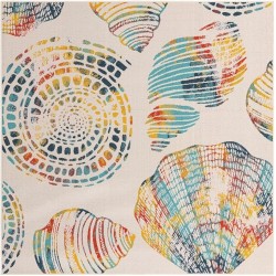 Outdoor Coastal Collection Rug – 7' 10 Square Multi Flatweave Rug Perfect for Living Rooms, Kitchens, Entryways