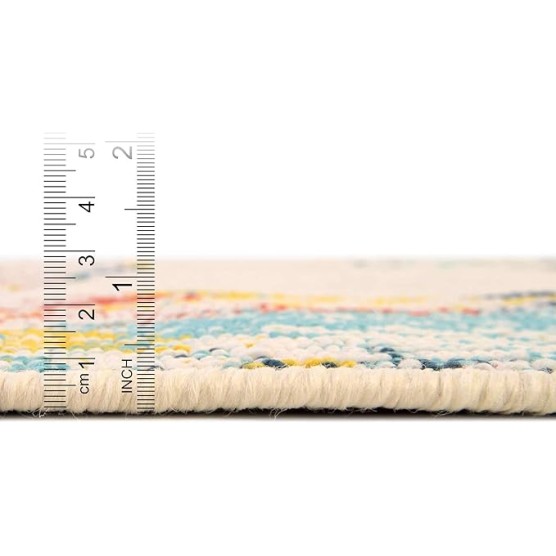 Outdoor Coastal Collection Rug – 7' 10 Square Multi Flatweave Rug Perfect for Living Rooms, Kitchens, Entryways