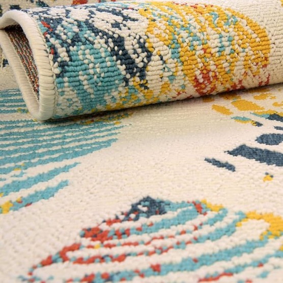 Outdoor Coastal Collection Rug – 7' 10 Square Multi Flatweave Rug Perfect for Living Rooms, Kitchens, Entryways