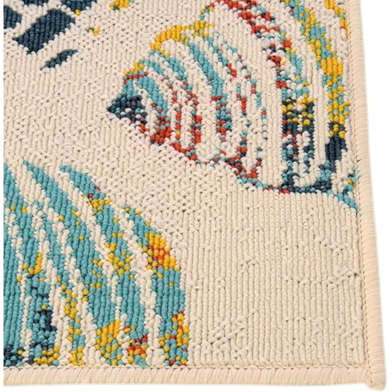 Outdoor Coastal Collection Rug – 7' 10 Square Multi Flatweave Rug Perfect for Living Rooms, Kitchens, Entryways