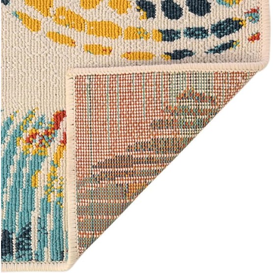Outdoor Coastal Collection Rug – 7' 10 Square Multi Flatweave Rug Perfect for Living Rooms, Kitchens, Entryways