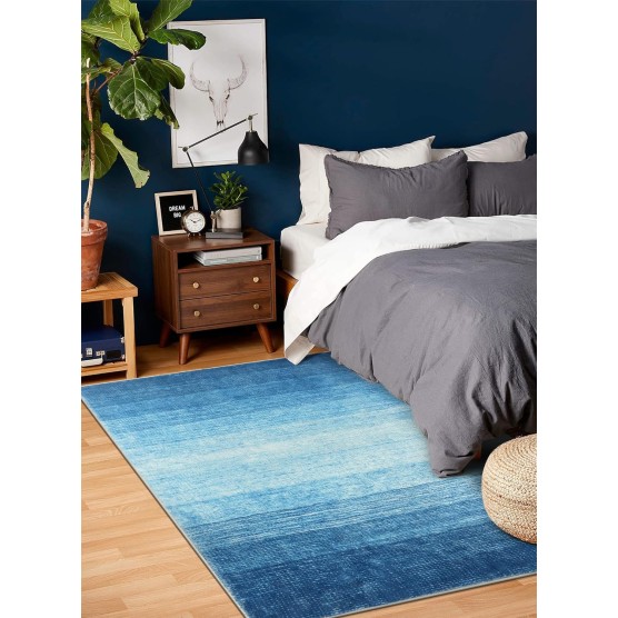 Modern Ombre Washable 5x7 Area Rugs,Large Blue Rug for Bedroom,Non-Shedding Living Room Throw Rug,Non-Slip Abstract Dining Room Floor Carpet for Bedside Kids Room Office