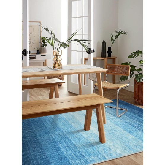 Modern Ombre Washable 5x7 Area Rugs,Large Blue Rug for Bedroom,Non-Shedding Living Room Throw Rug,Non-Slip Abstract Dining Room Floor Carpet for Bedside Kids Room Office