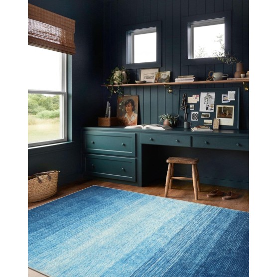 Modern Ombre Washable 5x7 Area Rugs,Large Blue Rug for Bedroom,Non-Shedding Living Room Throw Rug,Non-Slip Abstract Dining Room Floor Carpet for Bedside Kids Room Office