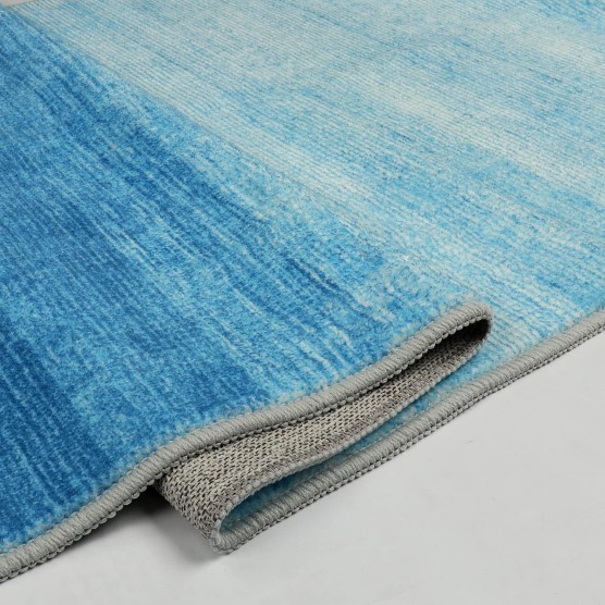 Modern Ombre Washable 5x7 Area Rugs,Large Blue Rug for Bedroom,Non-Shedding Living Room Throw Rug,Non-Slip Abstract Dining Room Floor Carpet for Bedside Kids Room Office