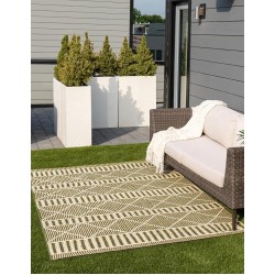 Outdoor Trellis Collection Area Rug - Dalyan (10' x 12' 2" Rectangle, Green/ Ivory)