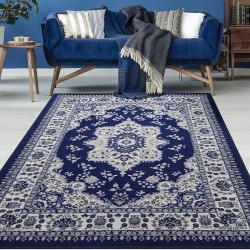 Alfombras Oriental Traditional 8x10 Non-Skid (Non-Slip) Low Profile Pile Rubber Backing Indoor Area Rugs (Navy Blue, 7'10" x 10')