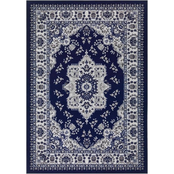 Alfombras Oriental Traditional 8x10 Non-Skid (Non-Slip) Low Profile Pile Rubber Backing Indoor Area Rugs (Navy Blue, 7'10" x 10')