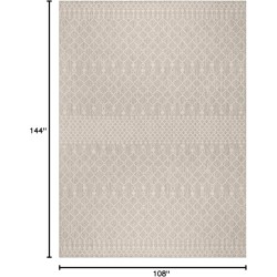 Nourison Positano Indoor/Outdoor Light Grey 9' x 12' Area Rug, Easy Cleaning, Non Shedding, Bed Room, Living Room, Dining Room, Backyard, Deck, Patio (9x12)