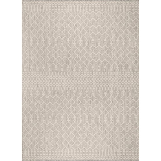 Nourison Positano Indoor/Outdoor Light Grey 9' x 12' Area Rug, Easy Cleaning, Non Shedding, Bed Room, Living Room, Dining Room, Backyard, Deck, Patio (9x12)