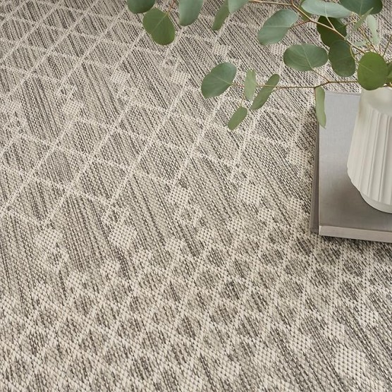 Nourison Positano Indoor/Outdoor Light Grey 9' x 12' Area Rug, Easy Cleaning, Non Shedding, Bed Room, Living Room, Dining Room, Backyard, Deck, Patio (9x12)
