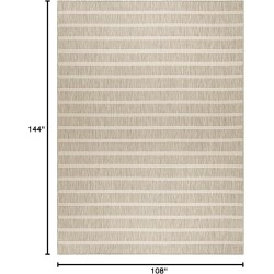 Nourison Positano Indoor/Outdoor Grey Ivory 9' x 12' Area Rug, Easy Cleaning, Non Shedding, Bed Room, Living Room, Dining Room, Backyard, Deck, Patio (9x12)