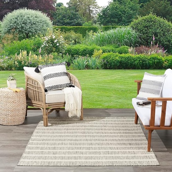 Nourison Positano Indoor/Outdoor Grey Ivory 9' x 12' Area Rug, Easy Cleaning, Non Shedding, Bed Room, Living Room, Dining Room, Backyard, Deck, Patio (9x12)
